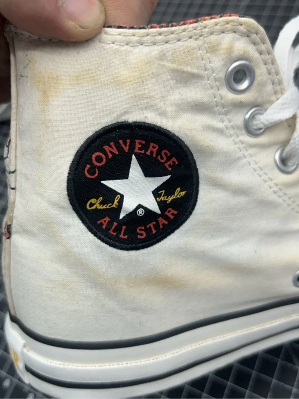Grateful Dead Converse High Top Sneakers in Cream with Black Accents